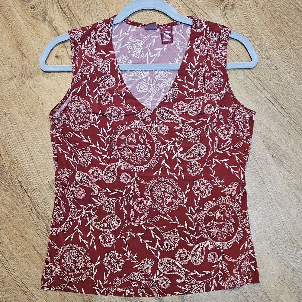 Merona Red Floral Paisley Tank Top